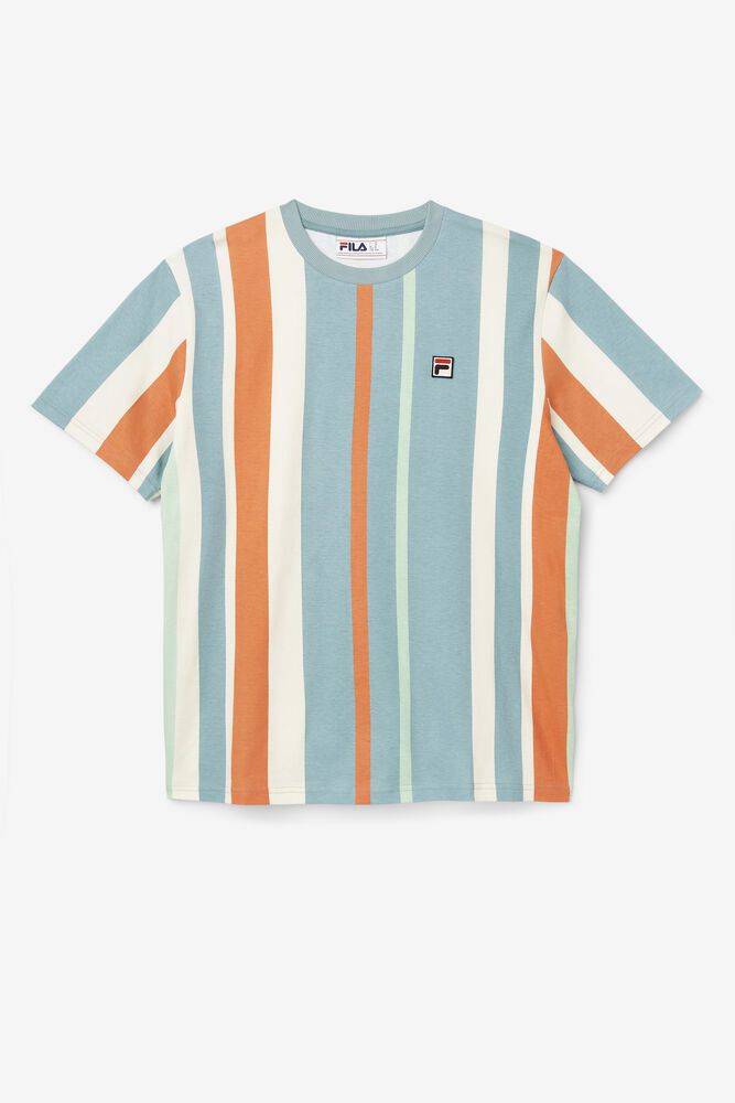 Fila T-Shirt Gach Striped Mens Blue - India KMD-518279